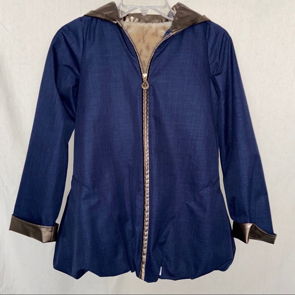 Oil & Water Navy Blue Jacket with Zip-out Fur Vest